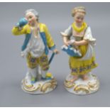 A Pair of Berlin Porcelain Figures each decorated in polychrome enamels and highlighted with gilt 14