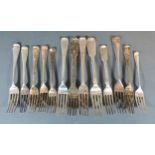 A Collection of Thirteen Silver Forks, various dates, 24 ozs.