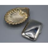 A Sheffield Silver Cigarette Case of curved form together with a Sheffield silver butter dish of