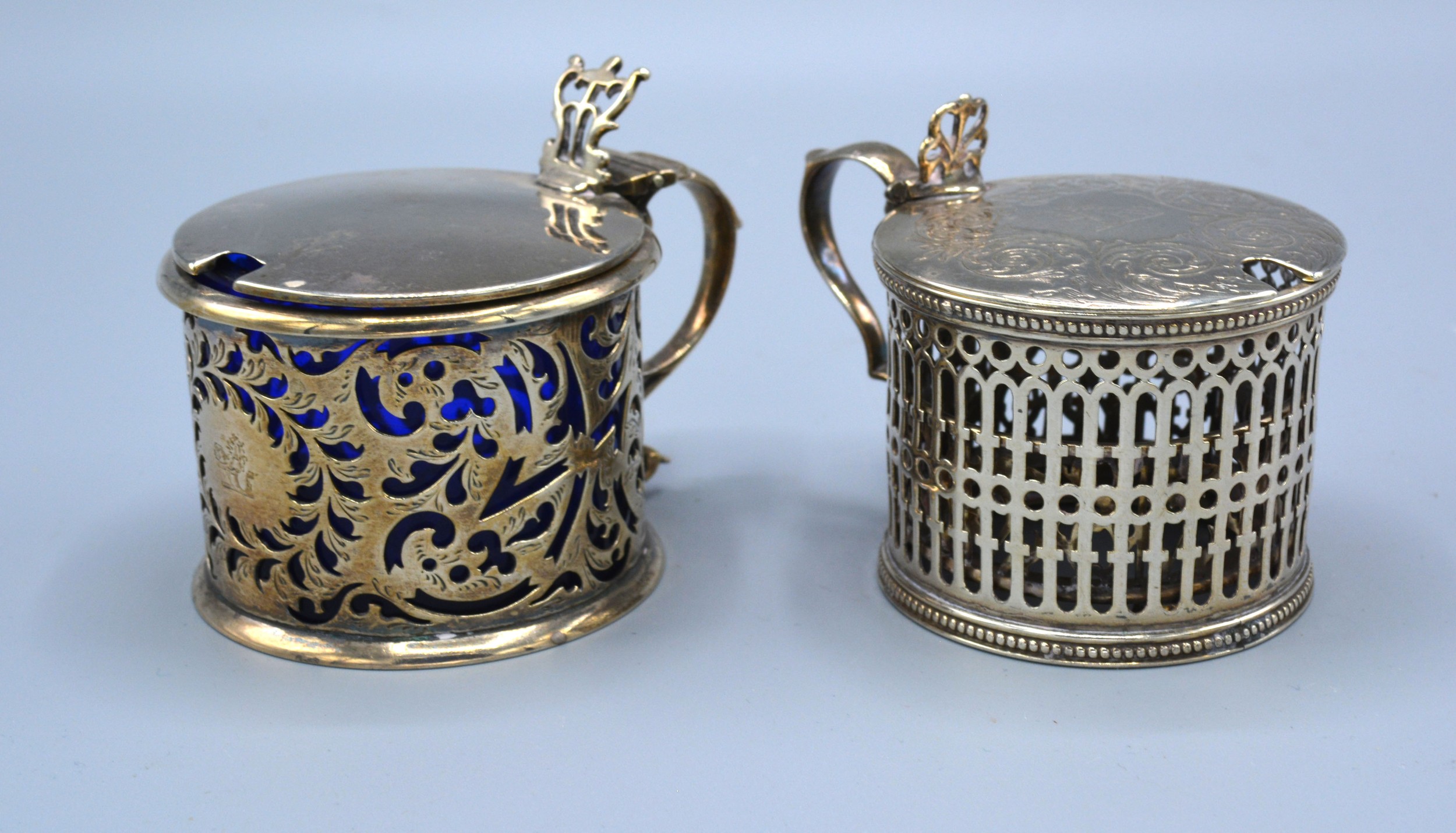 A William IV Silver Mustard of pierced engraved form London 1834, together with another similar