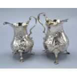 A George II Silver Cream Jug London 1759 together with another similar Georgian silver cream jug 5