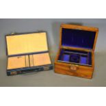 A Leather Jewellery Case by Asprey together with a 19th Century Walnut jewellery box