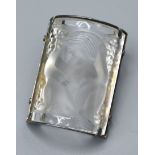 A Lalique Glass Brooch within 925 silver frame marked Lalique France, 4 x 3 cms