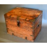 A 19th Century Brass Banded Trunk with end handles, 56 cms wide, 42 cms deep, 40 cms high