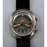 An Omega Chrono Stop Gentleman's Wrist Watch with stainless steel case and associated leather strap