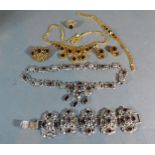 A Metal Necklace set Paste Stones together with a matching bracelet and another similar suite of