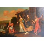 18th/19th Century Continental School 'The Finding of Moses' oil on canvas, Thomas Agnew label verso,