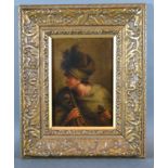 19th Century Continental School 'Study Of A Musician Wearing Headdress' oil on board, 16 x 11 cms