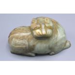 A Chinese Hardstone Model 'Dog of Fo' 13 cms long