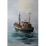 Malachi Smith 'Study of a Fishing Vessel' 88 x 58 cms, together with another Malachi Smith '