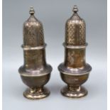 A Pair of London Silver Sugar Casters, 15 ozs. 16 cms tall