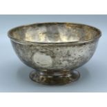 A Chinese White Metal Pedestal Bowl 6 ozs. 13 cms diameter