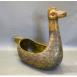 An Early 20th Century Russian Carved Large Bowl in the form of a bird set various hardstones, 85 cms