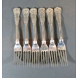 A Set of Four Victorian Silver Dessert Forks, London 1875, maker George Adams together with two