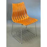 Hans Brattrud for Hove Mobler, a slatted side chair with chromium legs