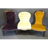 A Victorian Low Seat Nursing Chair together with two other similar