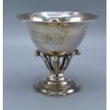 A Sterling Silver Pedestal Trophy Cup by Georj Jensen 5 ozs. 10 cms tall