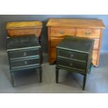 A Victorian Walnut Four Drawer Chest together with an oak gateleg table and a pair of two drawer