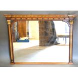 A French Ebonised and Gilded Over Mantle Mirror, 98 x 133 cms
