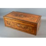 A 19th Century Burr Walnut Mother of Pearl Inlaid and Tunbridge inlaid Large Fold-Over Writing