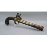 A Late 18th or Early 19th Century Blunderbuss Flintlock Pistol with spring bayonet by John Burton,