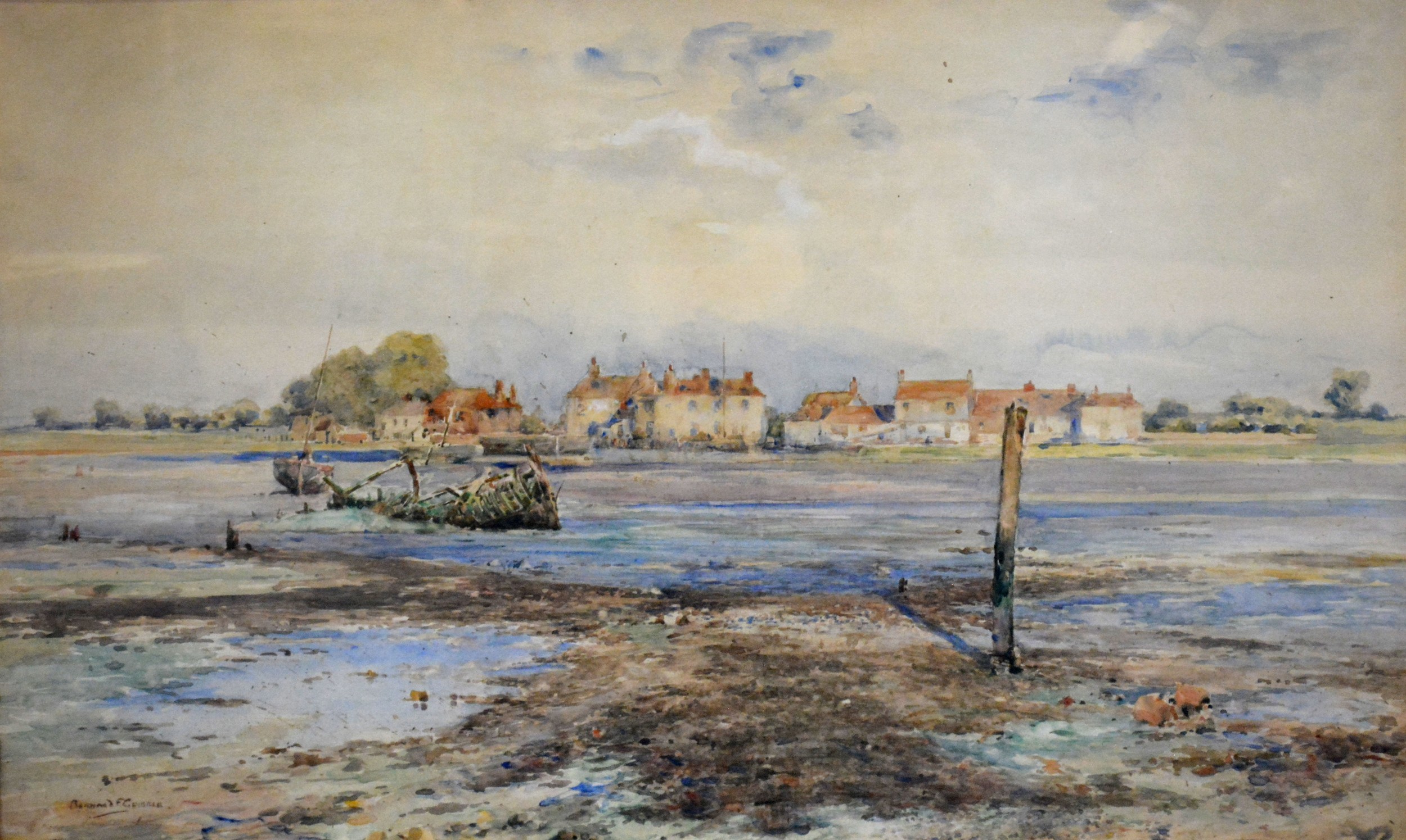 Bernard Finegan Gribble 'Low Tide' watercolour signed Gander and White label verso 49 x 72 cms