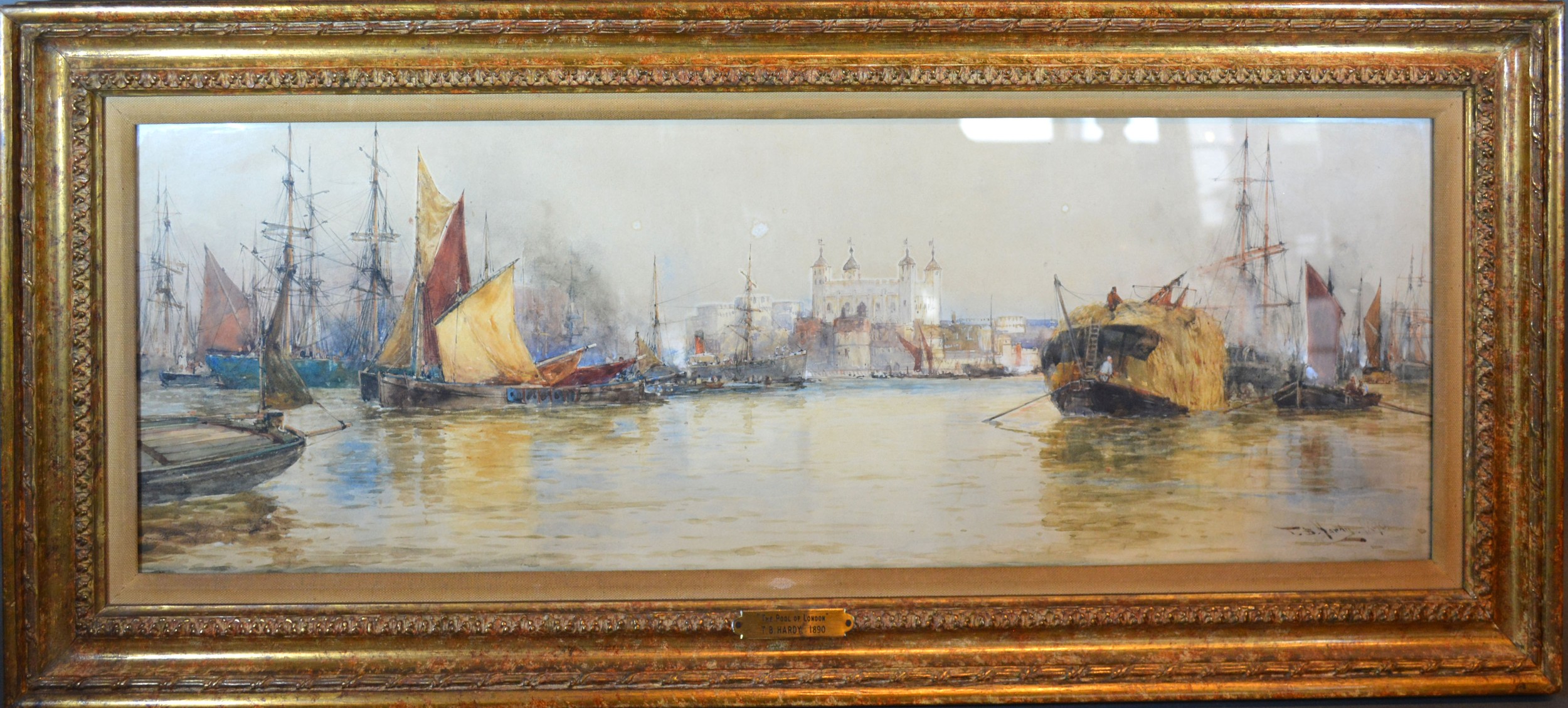 Thomas Bush Hardy 'The Pool of London' watercolour, signed and dated 1890 21.5 x 69 cms