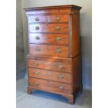 A 19th Century Mahogany Chest on Chest, the moulded cornice above two short and three long