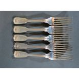 A Set of Five Victorian Silver Table Forks, London 1876, maker George Adams, 17 ozs.