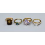 A Group of Four 9ct. Gold Dress Rings, 13.9 gms.