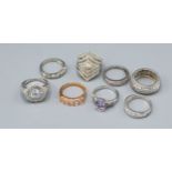 A Group of Eight Silver Dress Rings