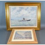 Hugh Boycott-Brown 'Study of Steam Vessel at Sea' oil on board, signed, 28.5 x 29 cms together