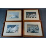 A Set Of Four Hand Coloured Engravings 'Mountineering Scenes With Figures' 10 x 15 cms