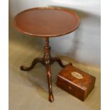 A 19th Century Mahogany Dish Top Table with turned centre column and tripod supports together with a