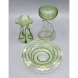 Stewart & Son A Stylised Glass Vase together with another similar and a dish