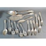 A George IV Silver Fish Slice Newcastle 1839 together with a collection of Newcastle flatware to