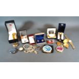 A Silver Fob Watch together with a pair of silver cufflinks, a gold plated Paul Hunter pocket watch,