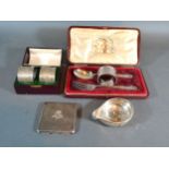 A Sheffield Silver Three Piece Christening Set in fitted case together with a pair of Birmingham