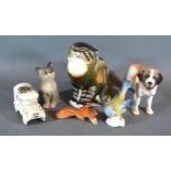 A USSR Porcelain Model of a Cat together with a Beswick model of a cat and four other items