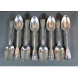 A Set of Eight Victorian Silver Dessert Spoons, London 1842, maker George Adams, 16 ozs.