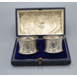 A Pair of Birmingham Silver Napkin Rings retailed by Walker & Hall within fitted lined case
