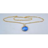 A 9ct. Gold Swivel Fob stone set together with a 9ct. gold linked chain, 23.9 gms all in