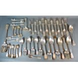 A Victorian Silver Canteen of Cutlery comprising nine dinner forks, five dessert forks, eight