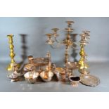 A Silver Plated Five Branch Candelabrum together with a collection of silver plated items and