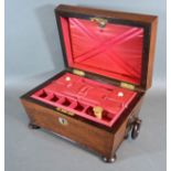 A 19th Century Rosewood and Mother of Pearl Inlaid Work Box, the hinged cover enclosing a fitted