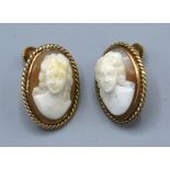 A Pair of 9ct. Gold Cameo Ear Clips