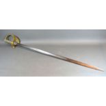 A Victorian Officer's Dress Sword by Hawkes & Co. Piccadilly with pierced brass hilt, 88.5cm blade