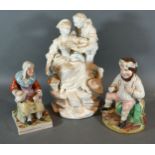 A Staffordshire PearlWare Pottery Figure of a Seated Lady together with another similar of a