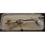 Gold Jewellery - Three Diamond Tie/Cravat pins, boxed.