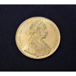 Gold Austria 1915 Restrike Four Ducat Gold Plated on Copper